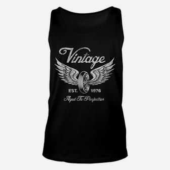 45th Birthday For Men Vintage 1976 Aged To Perfection Vintage Motorcycle Biker Unisex Tank Top - Seseable