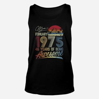 47th Birthday Gifts Vintage Retro February 1975 47 Years Old Unisex Tank Top - Seseable