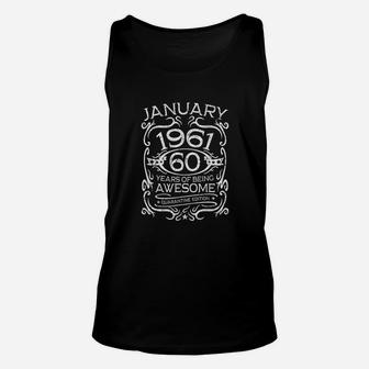 60 Years Old Gifts Vintage January 1961 60th Birthday Gift Unisex Tank Top - Seseable