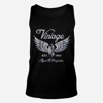 60th Birthday Vintage 1961 Aged To Perfection Vintage Motorcycle Biker Unisex Tank Top - Seseable