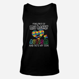 A Big Piece Of My Heart Has And He Is My Son Dad Mom Unisex Tank Top - Seseable