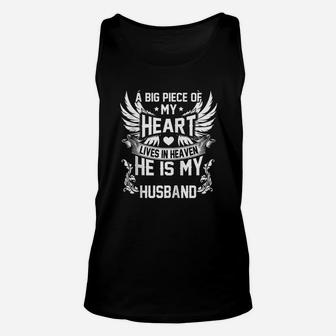 A Big Piece Of My Heart Lives In Heaven He Is My Husband Unisex Tank Top - Seseable