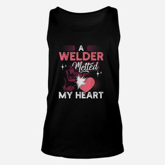 A Welder Melted My Heart Funny Gift For Wife Girlfriend Unisex Tank Top - Seseable