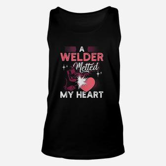 A Welder Melted My Heart Funny Gift For Wife Girlfriend Unisex Tank Top - Seseable
