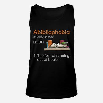 Abibliophobia Definition Reading Nerd Book Lovers Geek Unisex Tank Top - Seseable
