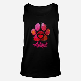 Adopt Love My Rescue Animal Lover Watercolor Art Unisex Tank Top - Seseable