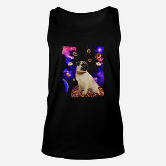 Adorable Pug In Space With Doughnuts Unisex Tank Top - Seseable