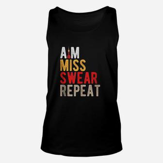 Aim Miss Swear Repeat Funny Darts Player Sayings Gift Unisex Tank Top - Seseable