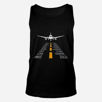 Airplane Pilot Gifts Airport Runway Phonetic Unisex Tank Top - Seseable