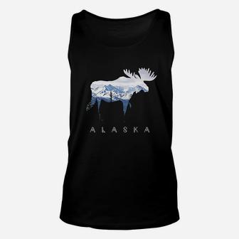 Alaska Day Moose Snowy Mountain Alaskan Tourist Or Resident Unisex Tank Top - Seseable