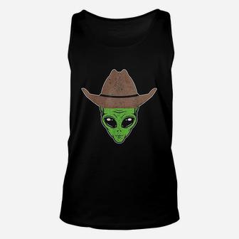 Alien Cowboy Hat Funny Halloween Gift For Outer Space Lover Unisex Tank Top - Seseable