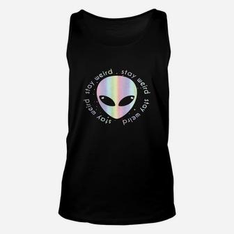 Alien Head Stay Weird T Shirt-holographic Effect Tee Shirt Unisex Tank Top - Seseable