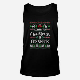 All I Want For Christmas Is Las Vegas Ugly Sweater Unisex Tank Top - Seseable