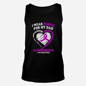 Alzheimers Awareness Shirt - I Wear Purple For My Dad Unisex Tank Top - Seseable