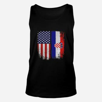 American Croatian Flag T-shirt Croatia Pride Hrvatska Tee Unisex Tank Top - Seseable