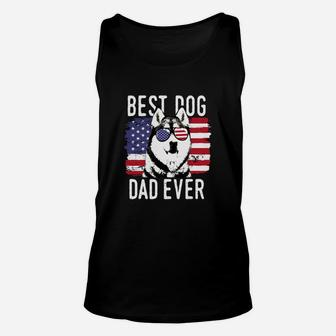 American Flag Best Dog Dad Ever Siberian Husky Unisex Tank Top - Seseable