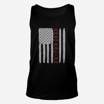 American Flag Drag Racing Car T-shirt Gift Unisex Tank Top - Seseable