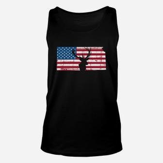 American Flag Kansas Deer Hunting Patriotic T-shirt Unisex Tank Top - Seseable