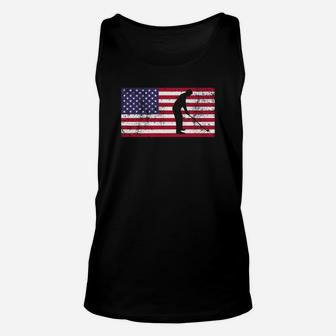 American Flag Patriotic Dad Golfing Fathers Day Unisex Tank Top - Seseable