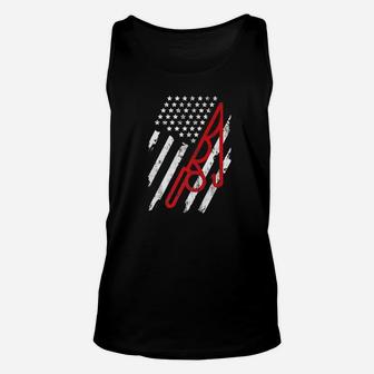 American Flag Patriotic Fishing Pole Fathers Day Daddy Gift Unisex Tank Top - Seseable