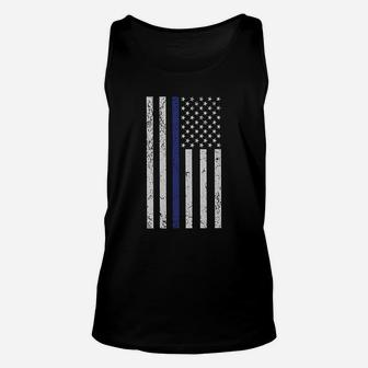 American Flag Thin Blue Line Usa Police Support Lives Matter Unisex Tank Top - Seseable