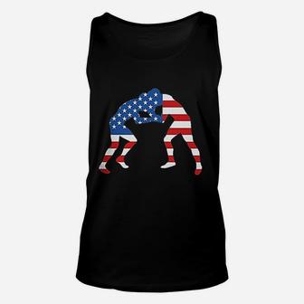 American Flag Wrestling Cool Usa Wrestle Gift Unisex Tank Top | Seseable UK