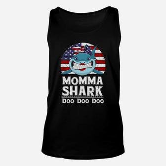 American Momma Shark Funny Mother Family Gift Unisex Tank Top - Seseable