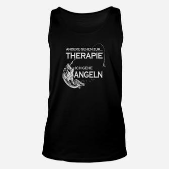 Angler Unisex TankTop Schwarz, Ich gehe Angeln statt Therapie Aufdruck - Seseable