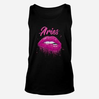 Aries Zodiac Birthday Pink Lips Unisex Tank Top - Seseable