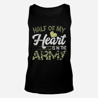 Army Wife Half Of My Heart Is In The Army Unisex Tank Top - Seseable