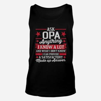Ask Opa Anything Funny Opa Fathers Day Unisex Tank Top - Seseable