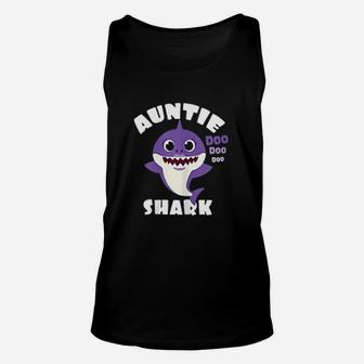 Auntie Shark Gift Cute Shark Baby Design Family Set Women Unisex Tank Top | Seseable FR