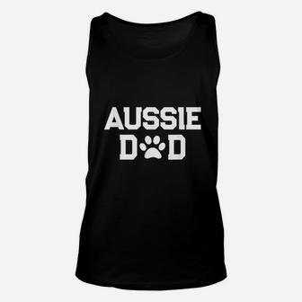 Aussie Dad Paw Print Australian Shepherd Dog Owner Gift Unisex Tank Top - Seseable