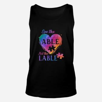 Autism Awareness Puzzle Heart See The Able Not The Label Unisex Tank Top - Seseable
