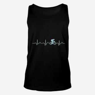 Awesome Cyclist Heartbeat Mountain Biking Cycling Gift Unisex Tank Top - Seseable