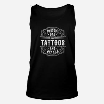 Awesome Dad Have Tattoos And Beards Cool Vintage Graphic Premium Unisex Tank Top - Seseable