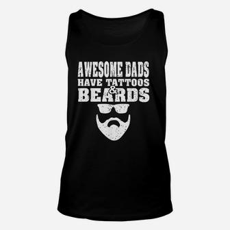 Awesome Dads Have Tattoos And Beards Vintage Fathers Day Unisex Tank Top - Seseable