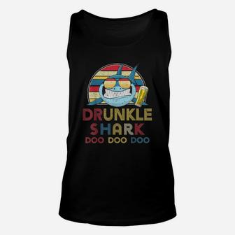 Awesome Mens Retro Vintage Drunkle Sharks Funny Drink Uncle Gifts Shirt Unisex Tank Top - Seseable