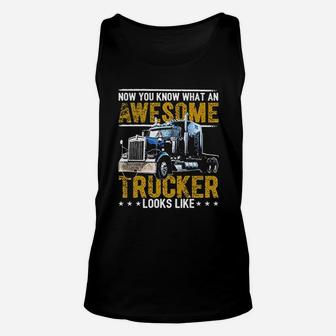 Awesome Trucker Big Rig Sem Trailer Truck Driver Unisex Tank Top - Seseable