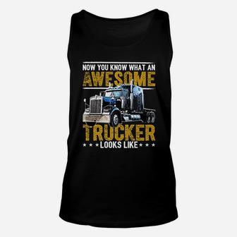 Awesome Trucker Big Rig Semi Trailer Truck Driver Gift Unisex Tank Top - Seseable