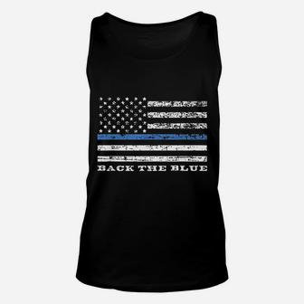Back The Blue Thin Blue Line American Flag Police Support Unisex Tank Top - Seseable