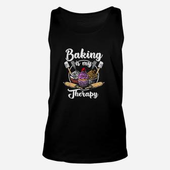 Baking Is My Therapy Happy Baker Cake Bread Pastry Chef Unisex Tank Top - Seseable