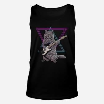 Bass Cat Rock Kitty On A Bass Guitar Unisex Tank Top - Seseable