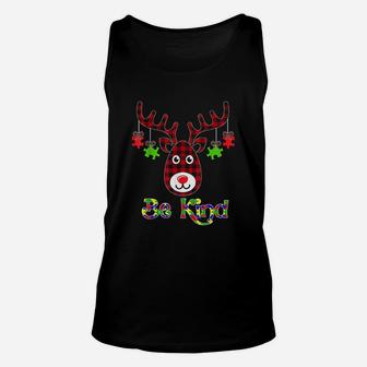 Be Kind Awareness Christmas Reindeer Gifts Xmas Idea Unisex Tank Top - Seseable