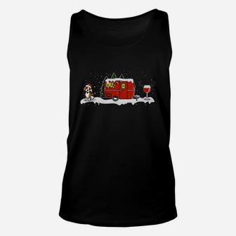 Beagle Camping And Wine Christmas Dog Lovers Unisex Tank Top - Seseable