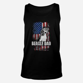 Beagle Dad Proud American Flag Dog Unisex Tank Top - Seseable