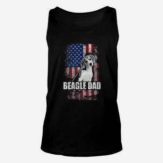 Beagle Dad Proud American Flag Dog Unisex Tank Top - Seseable