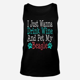 Beagle Dog Mom Dad Funny Wine Lover Gift Birthday Unisex Tank Top - Seseable