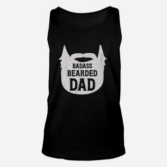 Bearded Dad Manly Beard Silhouette Funny Father Parent Unisex Tank Top - Seseable