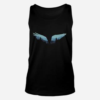 Beautiful Flying Eagle Night Sky Forest Bird Silhouette Unisex Tank Top - Seseable
